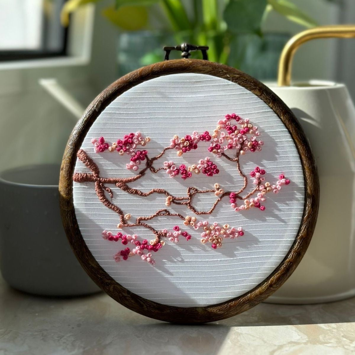 Cherry Blossoms Embroidery Piece - Mural Decor